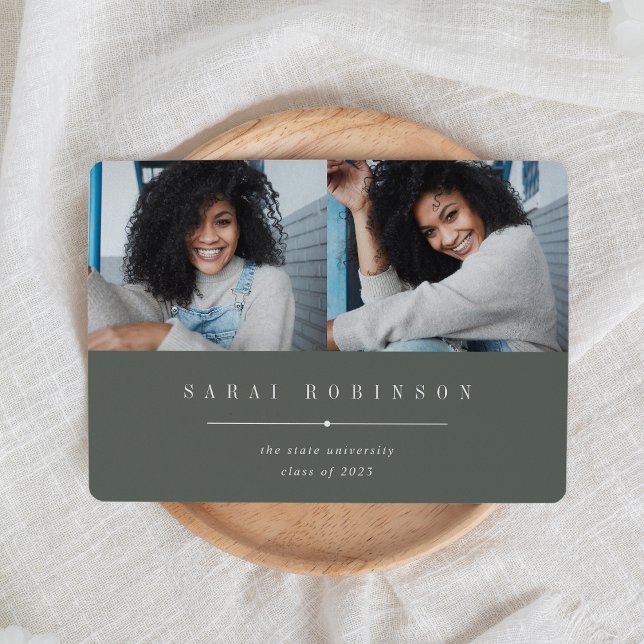 Underlined | Simple Two Photo Graduation Announcement (Creator Uploaded)