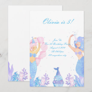 undern the sea mermaid birthday invitation