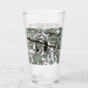 Underneath the Snow Covered Pine Tree Winter Photo Glass