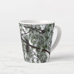 Underneath the Snow Covered Pine Tree Winter Photo Latte Mug