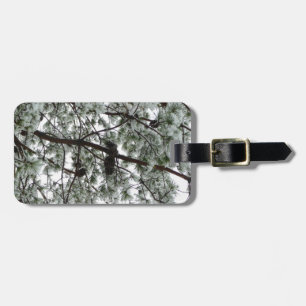 Underneath the Snow Covered Pine Tree Winter Photo Luggage Tag