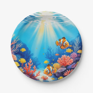 Undersea Aquariums Marine Ocean Custom Name Age Paper Plate
