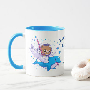 Undersea cat and dolphin custom mug
