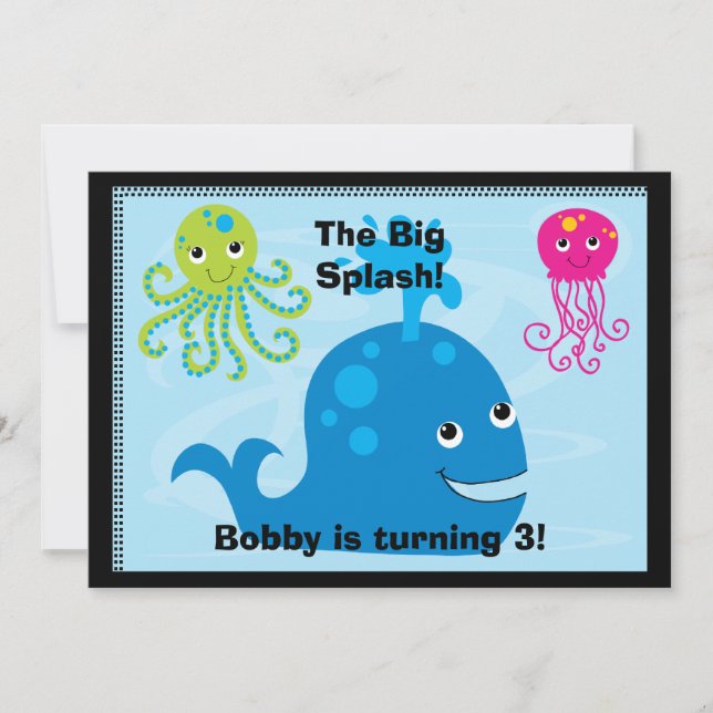 Undersea Creatures 5x7 Custom Birthday Invitation (Front)