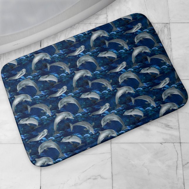 Undersea Dolphins and Fish Swimming Bath Mat (Creator Uploaded)