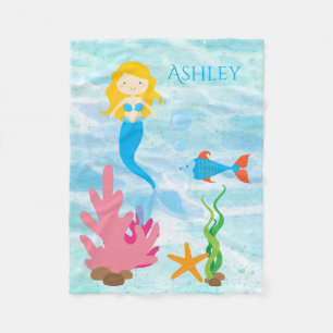 Undersea Mermaid Personalised Fleece Baby Blanket