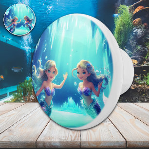 Undersea Mermaids Ceramic Knob