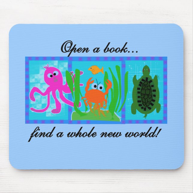 Undersea Open a Book Tshirts and Gifts Mouse Pad (Front)