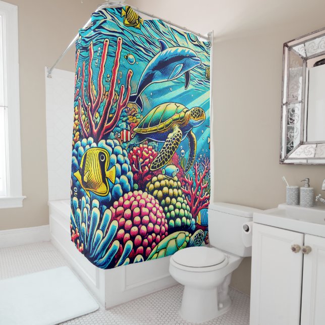 "UNDERSEA POP ART" - SHOWER CURTAIN (In Situ)