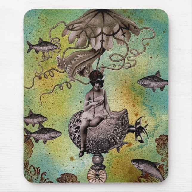 Undersea Steampunk Jellyfish Mouse Pad (Front)