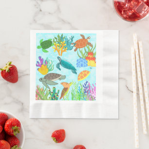 Undersea Treasures Sea Turtles And Corals Napkin
