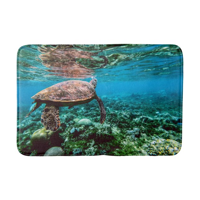 Undersea Tropical Sea Turtle Bath Mat (Front)
