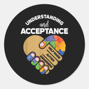 Understanding Acceptance Autism Awareness Heart Pu Classic Round Sticker