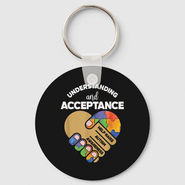 Understanding Acceptance Autism Awareness Heart Pu Key Ring (Front)