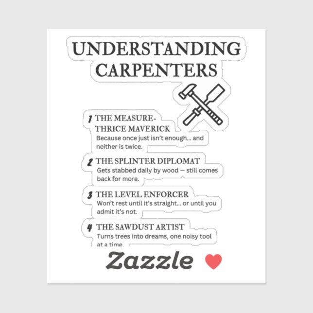 Understanding Carpenters – Funny Woodworking Quote (Sheet)