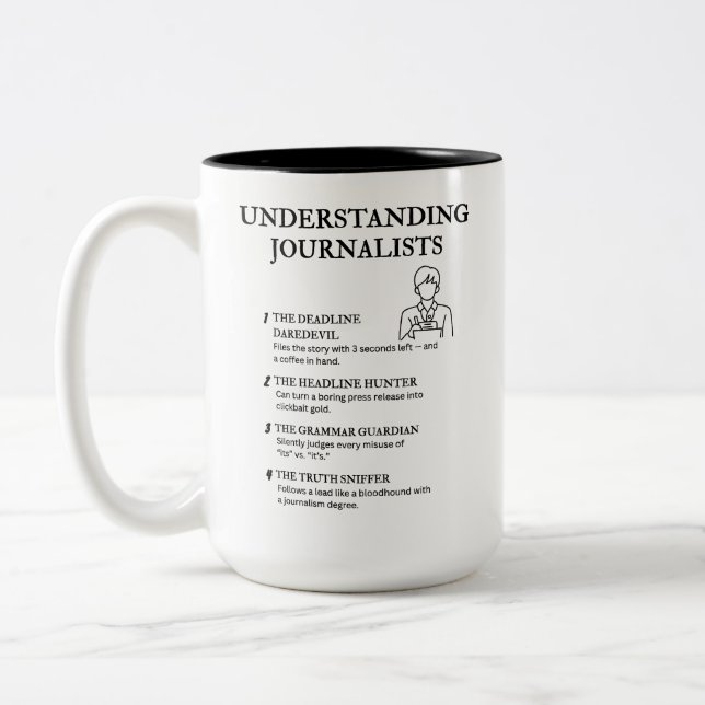 Understanding Journalists Two-Tone Coffee Mug (Left)
