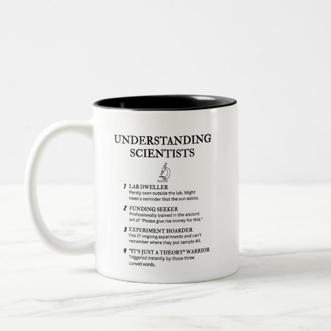 Understanding Scientists – Funny Definitions Two-Tone Coffee Mug (Left)
