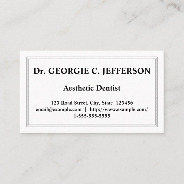 Understated Aesthetic Dentist Business Card (Front)