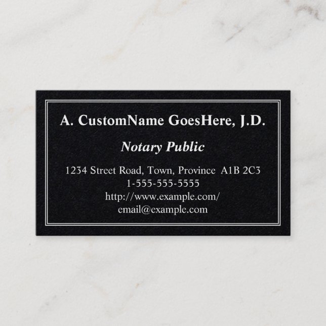 Understated and Basic Notary Public Business Card (Front)