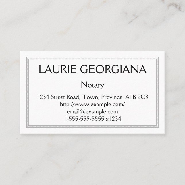 Understated and Restrained Notary Business Card (Front)