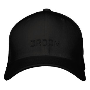 Understated Black Modern Sporty Groom Wedding Embroidered Hat