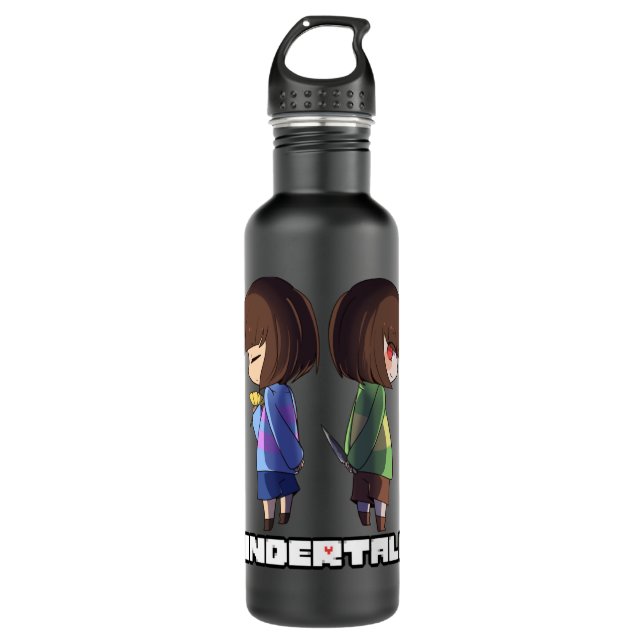 Undertale - chara and frisk  710 ml water bottle (Front)