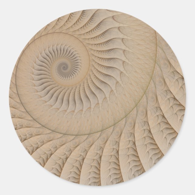 Undertow Tan Spiral Abstract Classic Round Sticker (Front)