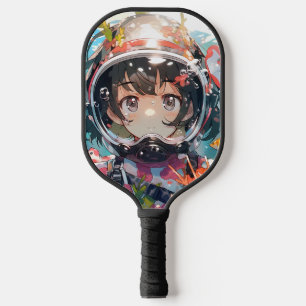 Underwater Anime Girl with Coral Covered Helmet Pickleball Paddle