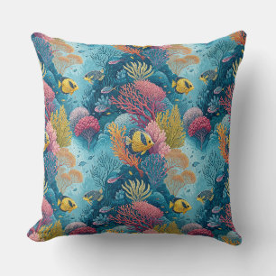 Underwater Aquatic Ocean Sea Life Marine Fishes Cushion