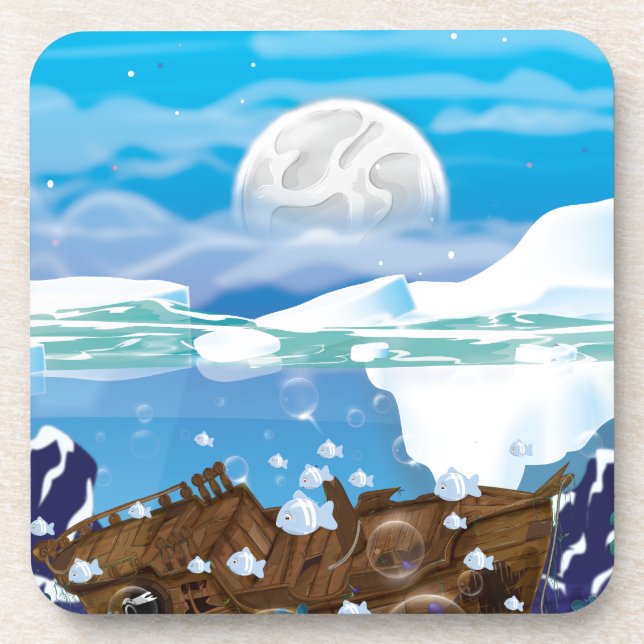Underwater Arctic Shipwreck Coaster (Front)