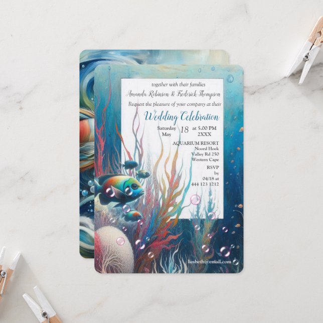 Underwater Art of Fish & Coral in Acrylic  Invitation (Front/Back In Situ)