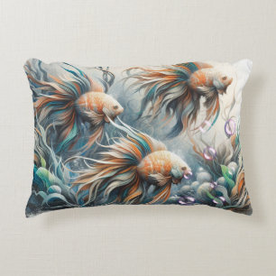 Underwater Art of Fish & Coral in Acrylic paints Decorative Cushion