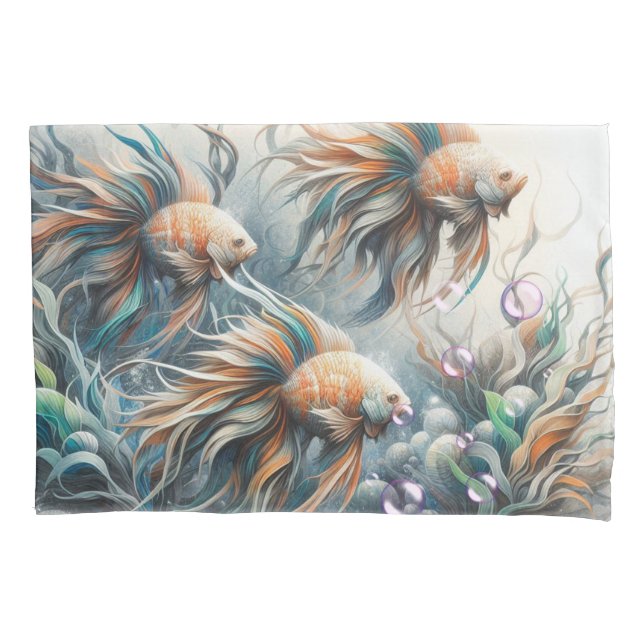  Underwater Art of Fish & Coral in Acrylic paints Pillowcase (Front)