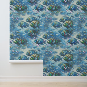 Underwater Art of Fish & Coral in Acrylic paints Wallpaper
