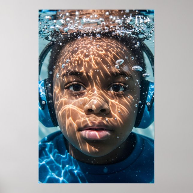 Underwater Autistic Boy Sensory Journey Awareness Poster (Front)