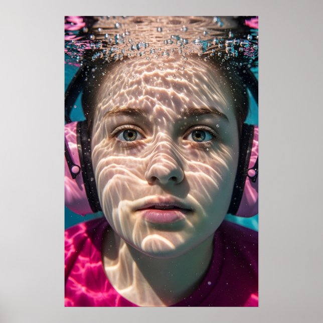Underwater Autistic Girl Sensory Journey Awareness Poster (Front)