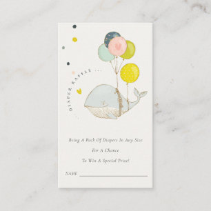 Underwater Balloon Whale Diaper Raffle Baby Shower Enclosure Card