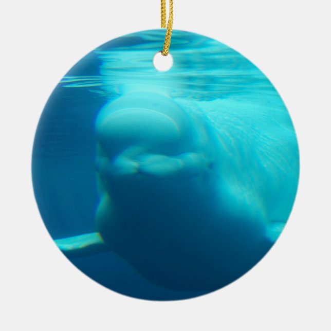 Underwater Beluga Whale Ceramic Tree Decoration (Front)