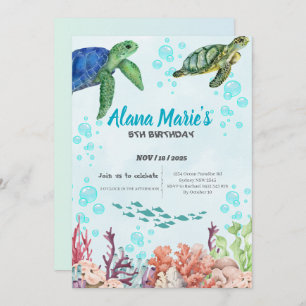 Underwater Birthday Party Invitation with a Sea Tu