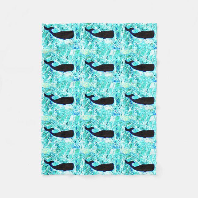 underwater black whales fleece blanket (Front)