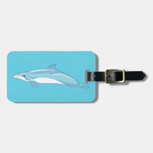 Underwater Blue Dolphin Illustration Design Luggage Tag