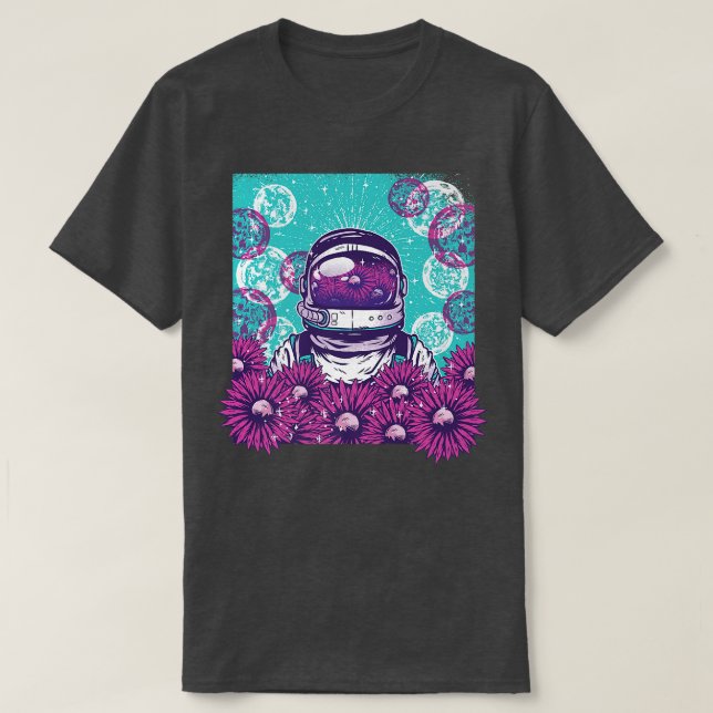 Underwater Bubbles Astronaut Astral Cosmic Design  T-Shirt (Design Front)