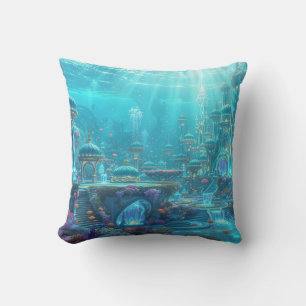 Underwater Castle Throw Pillow