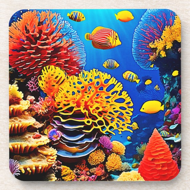 Underwater Coral Garden Design Coaster (Front)