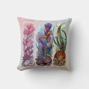 Underwater Coral Reef Tropical Fish Sea Life Art Cushion