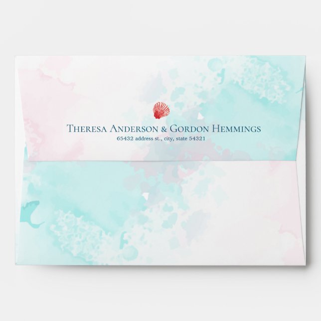 Underwater Coral Reef Wedding Envelope (Back (Top Flap))