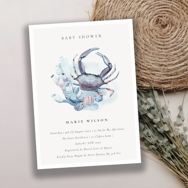 Underwater Crab Coral Costal Baby Shower Invite (Creator Uploaded)