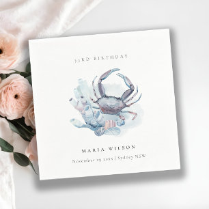 Underwater Crab Coral Nautical Any Age Birthday Napkin