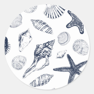 Underwater creatures classic round sticker