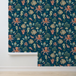 Underwater Creatures on blue Wallpaper